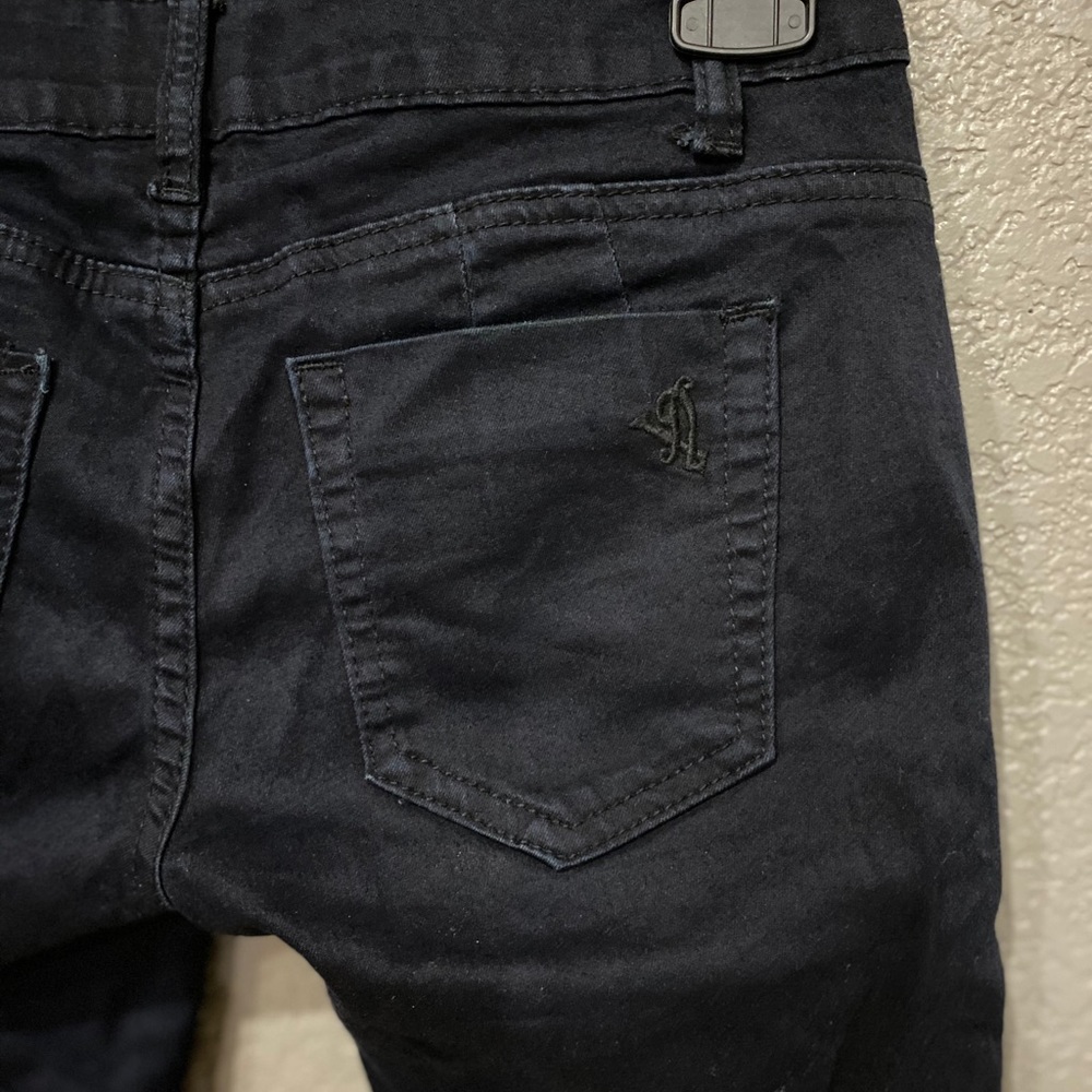 VIP Skinny ripped stretch black pants size 3/4 - Picture 7 of 9